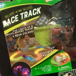 Glow in the dark race track with toy car